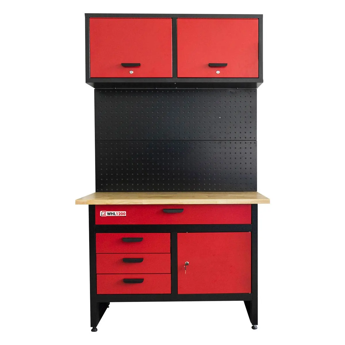HOLZMANN - WHL1200 - Établi Métallique Avec Armoire Murale Et Panneau Perforé
